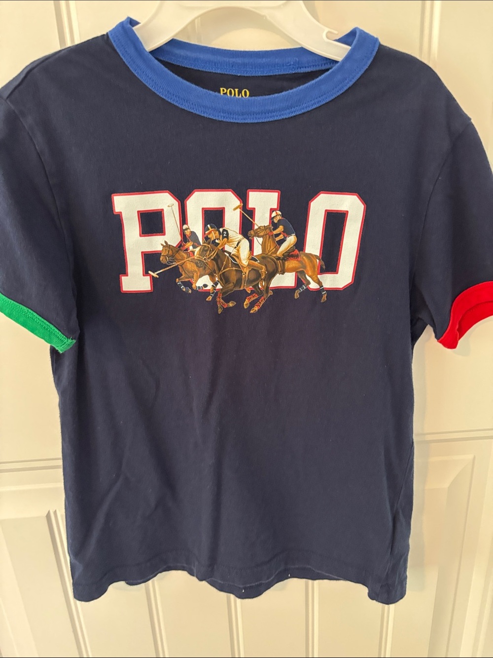 Polo by Ralph Lauren Kids Navy Logo Tee with Contrasting Trim